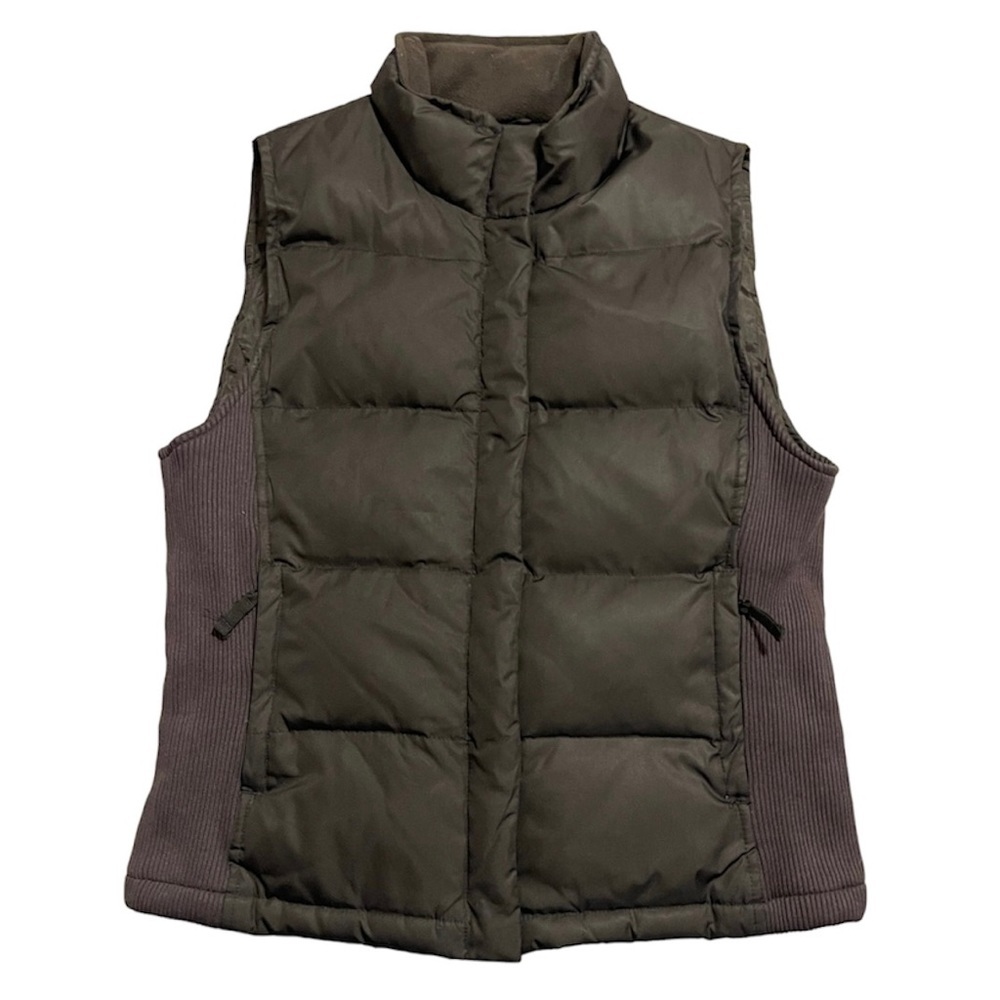 GAP Puff Vest Black Collared Zip Snaps Pockets Insulated Down Lined Size Small